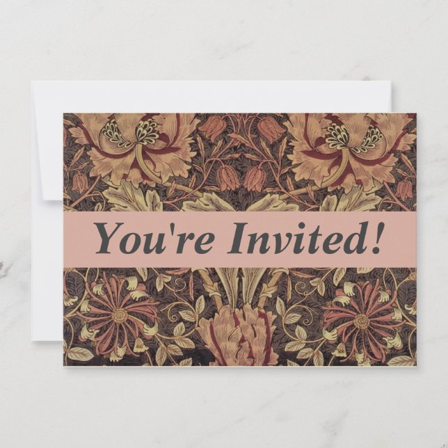 William Morris Honeysuckle Antique Floral Pattern Invitation (Front)