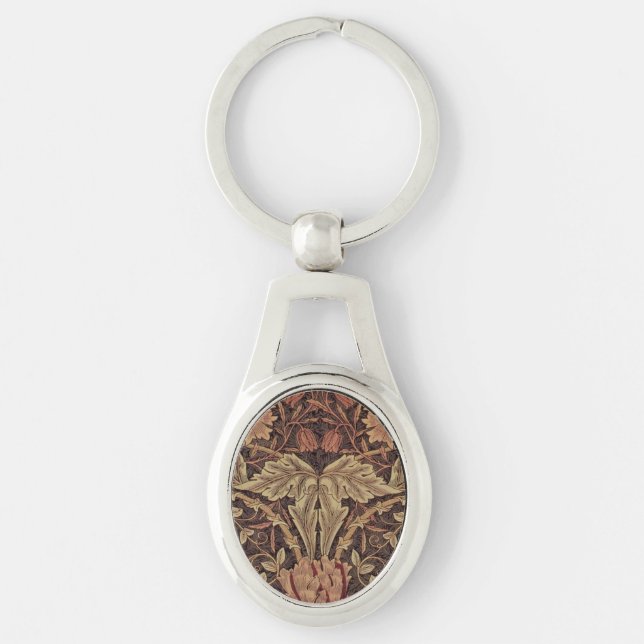 William Morris Honeysuckle Antique Floral Pattern Keychain (Front)