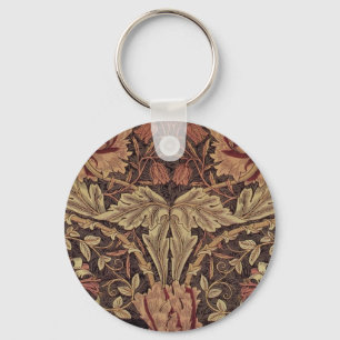 William Morris Honeysuckle Antique Floral Pattern Keychain