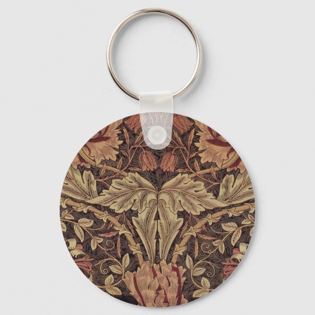 William Morris Honeysuckle Antique Floral Pattern Keychain (Front)