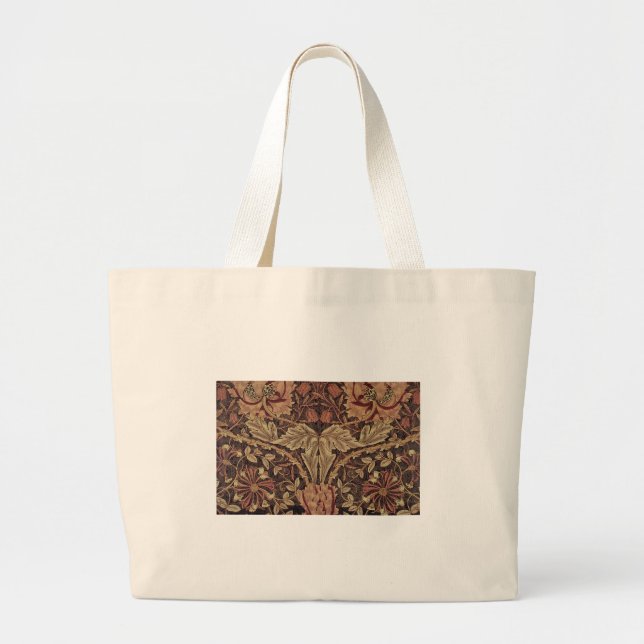 William Morris Honeysuckle Antique Floral Pattern Large Tote Bag (Front)