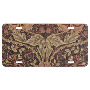 William Morris Honeysuckle Antique Floral Pattern License Plate