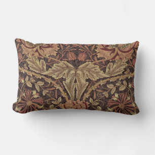 William Morris Honeysuckle Antique Floral Pattern Lumbar Pillow