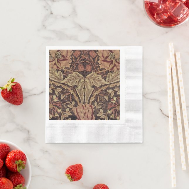 William Morris Honeysuckle Antique Floral Pattern Napkins (Insitu)