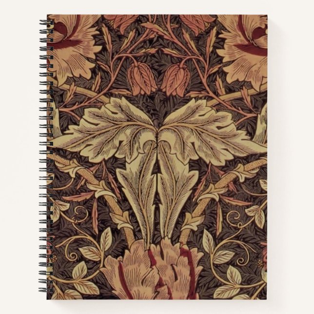 William Morris Honeysuckle Antique Floral Pattern Notebook (Front)