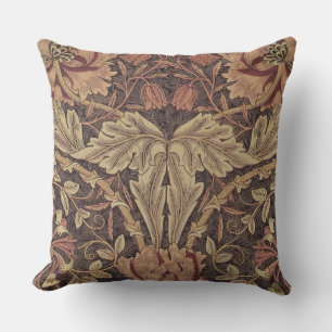 William Morris Honeysuckle Antique Floral Pattern Outdoor Pillow