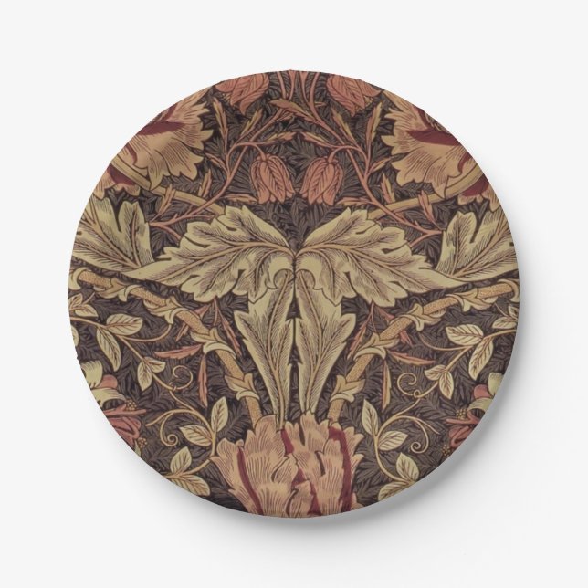 William Morris Honeysuckle Antique Floral Pattern Paper Plates (Front)