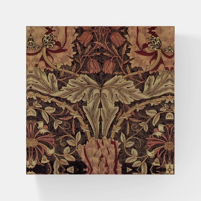 William Morris Honeysuckle Antique Floral Pattern Paperweight (Front)
