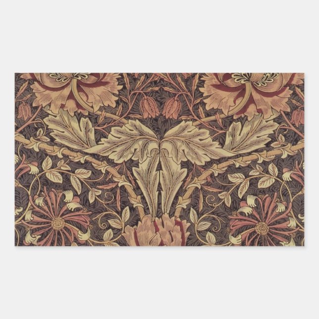 William Morris Honeysuckle Antique Floral Pattern Rectangular Sticker (Front)