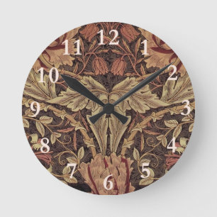 William Morris Honeysuckle Antique Floral Pattern Round Clock