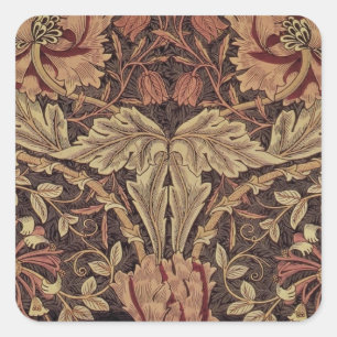 William Morris Honeysuckle Antique Floral Pattern Square Sticker