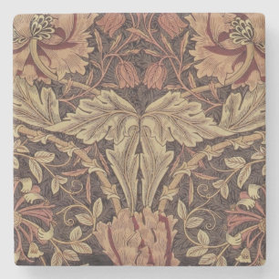 William Morris Honeysuckle Antique Floral Pattern Stone Coaster