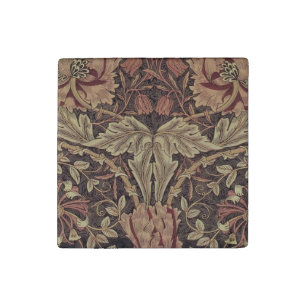 William Morris Honeysuckle Antique Floral Pattern Stone Magnet