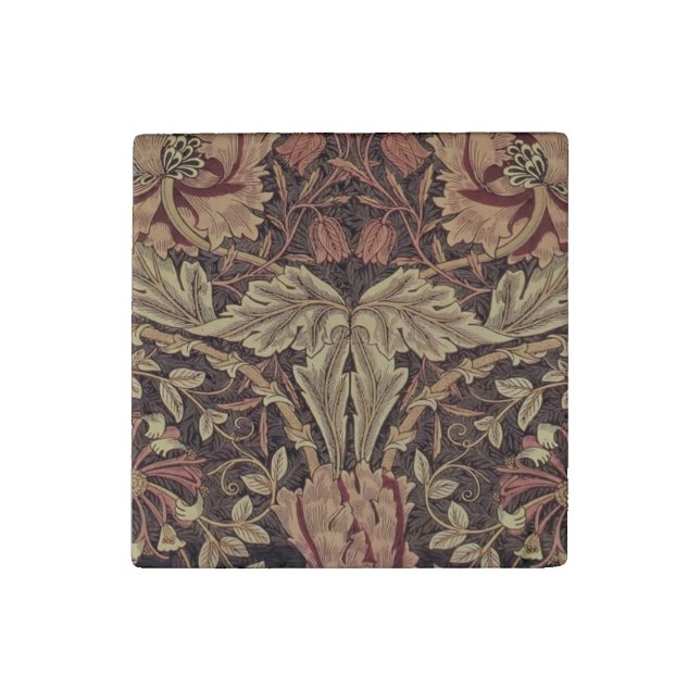 William Morris Honeysuckle Antique Floral Pattern Stone Magnet (Fourth Magnet)