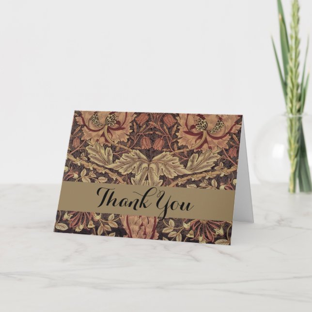William Morris Honeysuckle Antique Floral Pattern Thank You Card (Front)