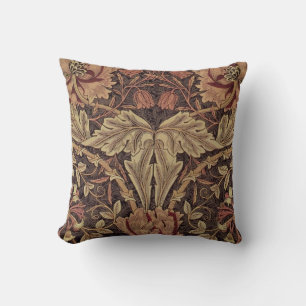 William Morris Honeysuckle Antique Floral Pattern Throw Pillow