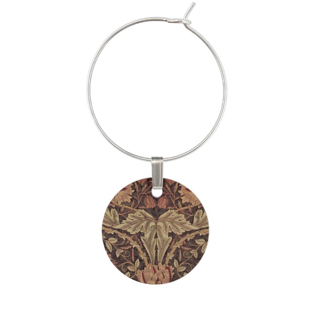 William Morris Honeysuckle Antique Floral Pattern Wine Charm (Front)