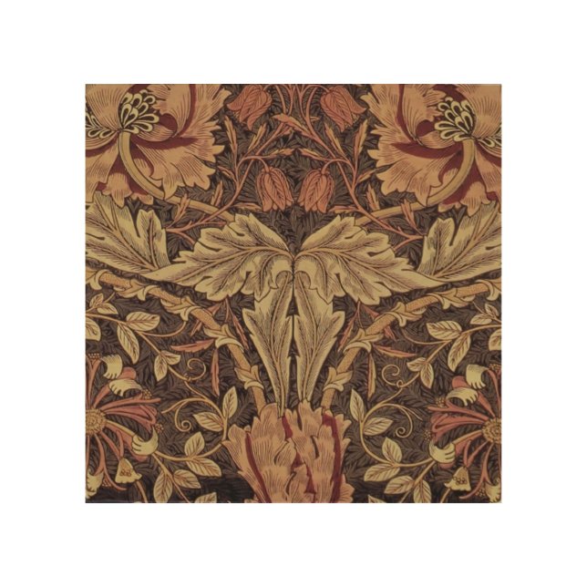 William Morris Honeysuckle Antique Floral Pattern Wood Wall Art (Front)