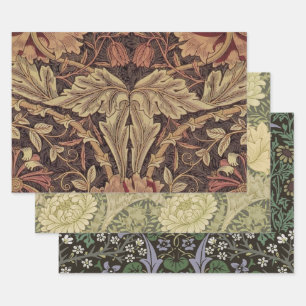 William Morris Honeysuckle Antique Floral Pattern Wrapping Paper Sheets