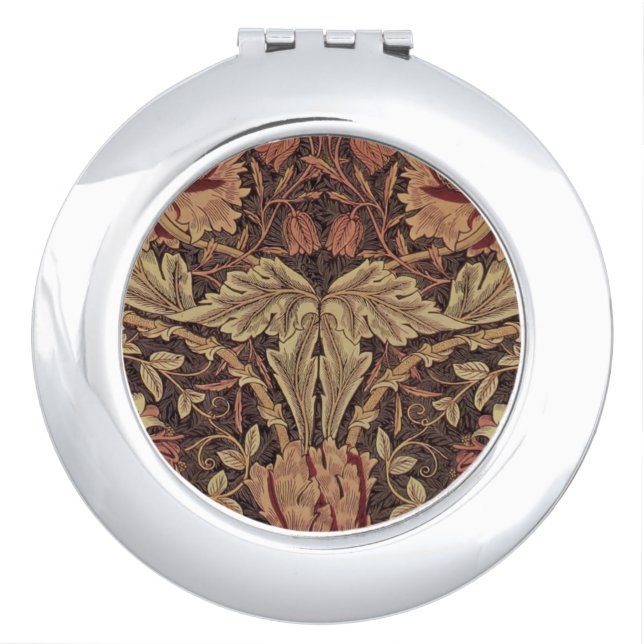 William Morris Honeysuckle Classic English Art Compact Mirror (Front)