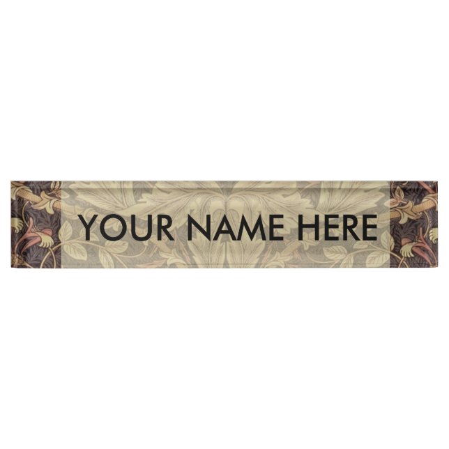 William Morris Honeysuckle Classic English Art Desk Name Plate (Front)