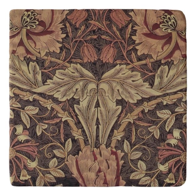 William Morris Honeysuckle Classic English Art Trivet (Front)