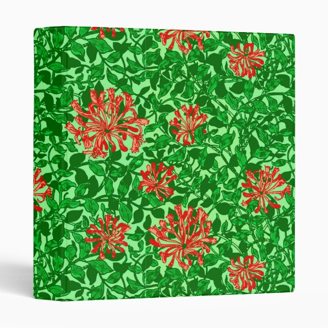 William Morris Honeysuckle, Coral Red and Green Binder (Front/Spine)