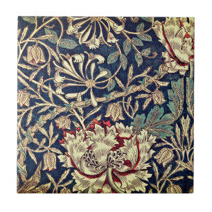 William Morris Honeysuckle Floral Ceramic Tile