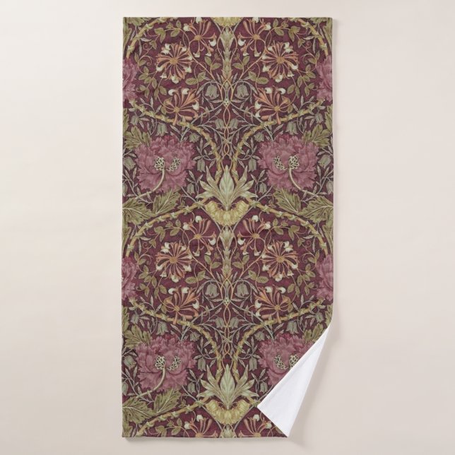 William Morris, Honeysuckle, floral. pattern, art Bath Towel (Bath Towel)