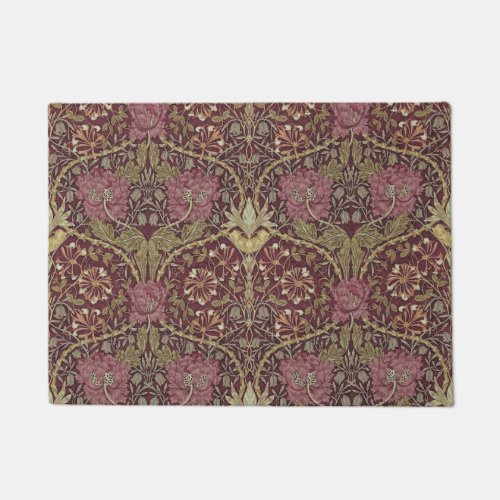 William Morris Honeysuckle floral pattern art Doormat