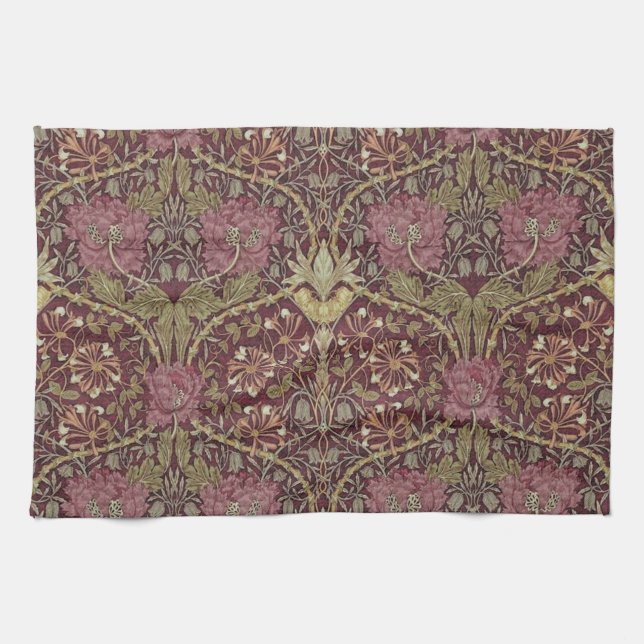 William Morris, Honeysuckle, floral. pattern, art Kitchen Towel (Horizontal)