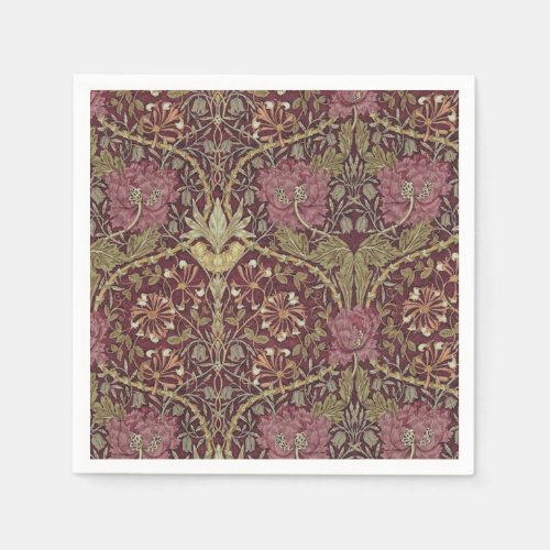 William Morris Honeysuckle floral pattern art Napkins