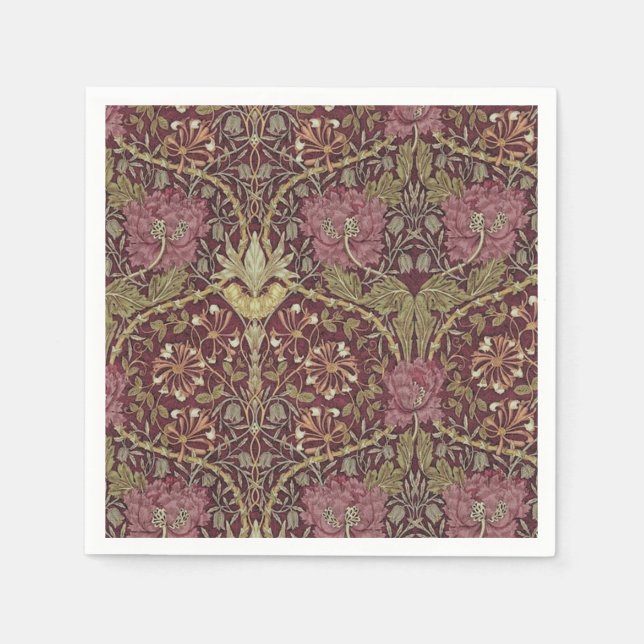 William Morris, Honeysuckle, floral. pattern, art Napkins (Front)