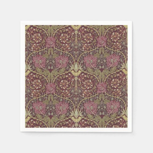 William Morris Honeysuckle floral pattern art Napkins