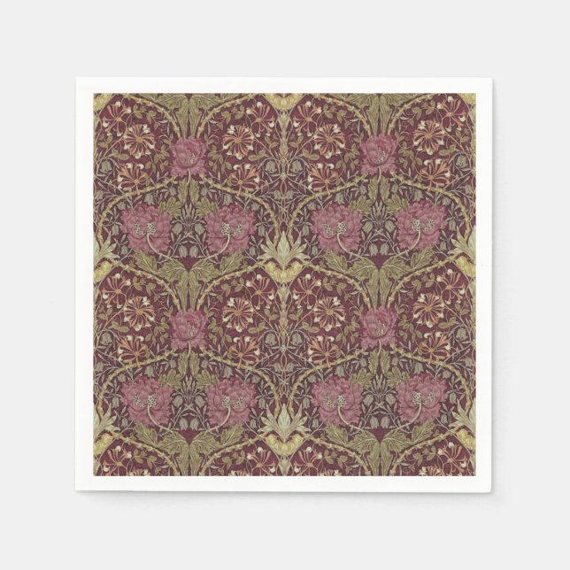 William Morris, Honeysuckle, floral. pattern, art Napkins (Front)