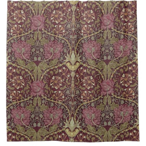 William Morris Honeysuckle floral pattern art Shower Curtain