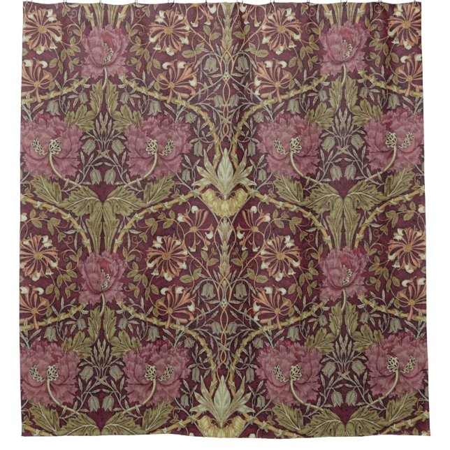William Morris, Honeysuckle, floral. pattern, art Shower Curtain (Front)