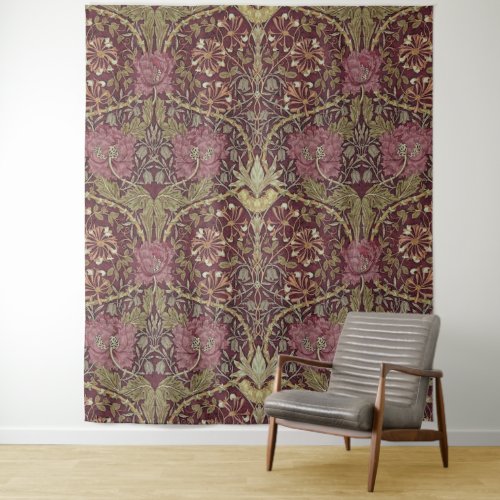 William Morris Honeysuckle floral pattern art Tapestry