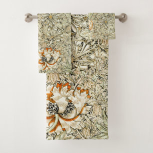 William Morris Honeysuckle Floral Wallpaper Bath Towel Set