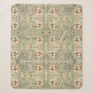 William Morris Honeysuckle Floral Wallpaper Sherpa Blanket