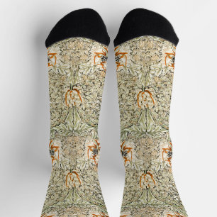 William Morris Honeysuckle Floral Wallpaper Socks