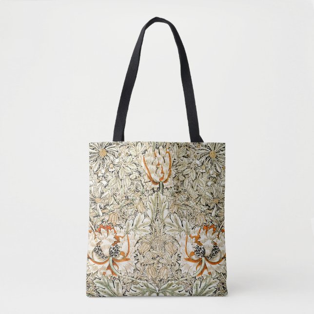 William Morris Honeysuckle Floral Wallpaper Tote Bag (Front)