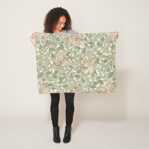 William Morris Honeysuckle Flower Wallpaper Fleece Blanket