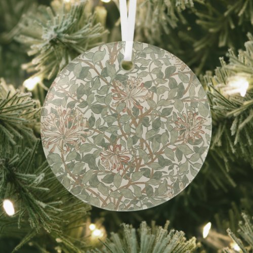 William Morris Honeysuckle Flower Wallpaper Glass Ornament