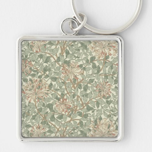 William Morris Honeysuckle Flower Wallpaper Keychain