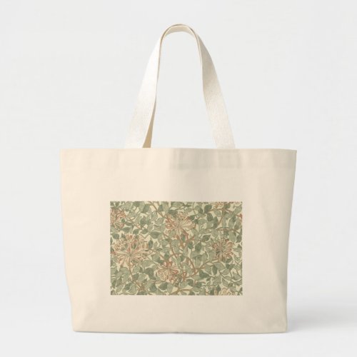 William Morris Honeysuckle Flower Wallpaper Large Tote Bag
