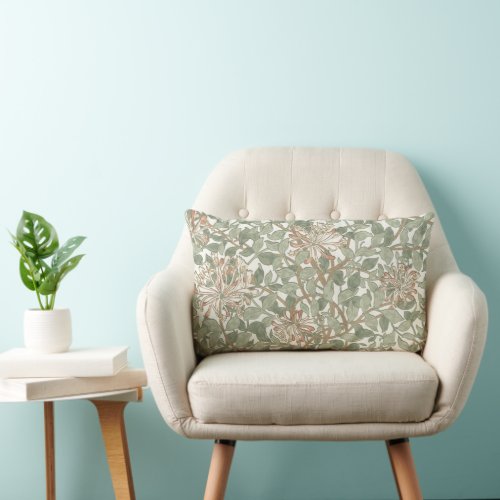 William Morris Honeysuckle Flower Wallpaper Lumbar Pillow