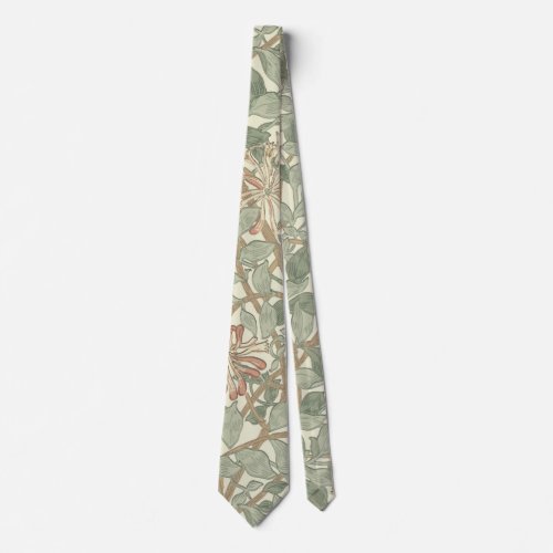 William Morris Honeysuckle Flower Wallpaper Neck Tie