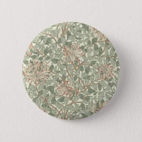William Morris Honeysuckle Flower Wallpaper Pinback Button