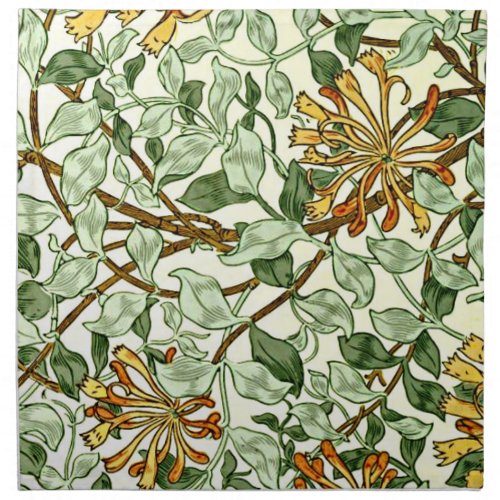 William Morris _ Honeysuckle green and gold Cloth Napkin